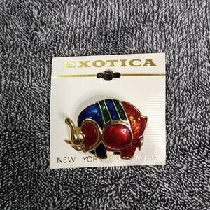 New Exotica Elephant pin Brooch enameled with rhinestones b34